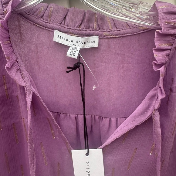 Elegant Purple Blouse with Tie Neck - Picture 7 of 10